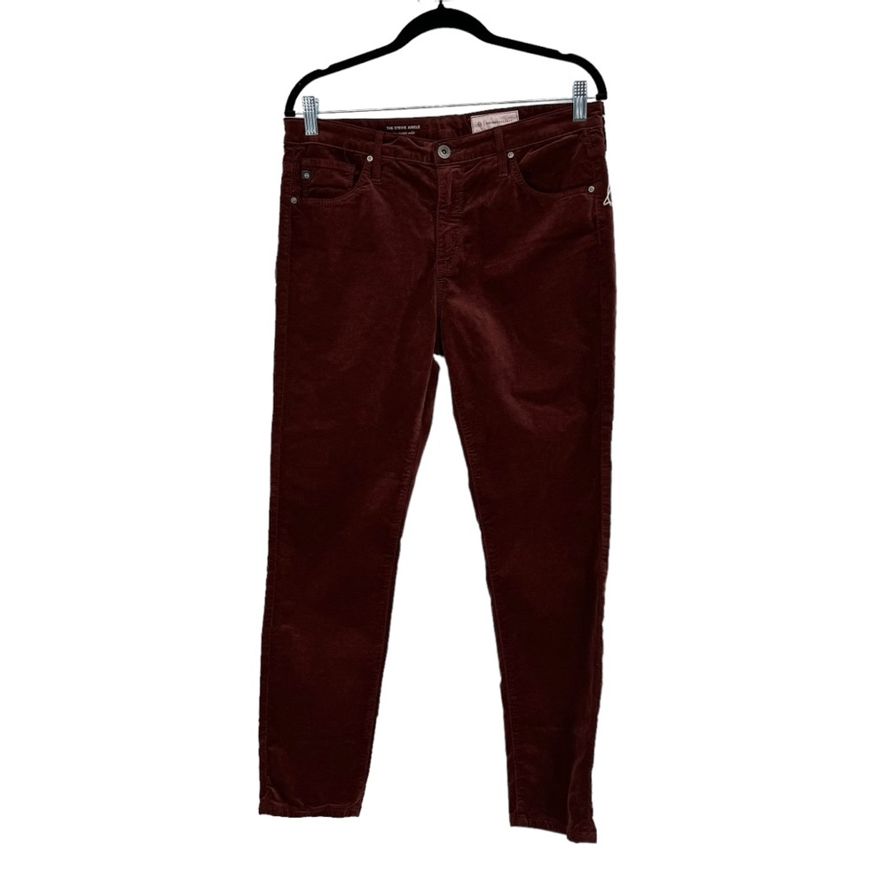 NWTS Anthropologie x AG  Size 31 Maroon The Stevie Ankle Velvet Pants